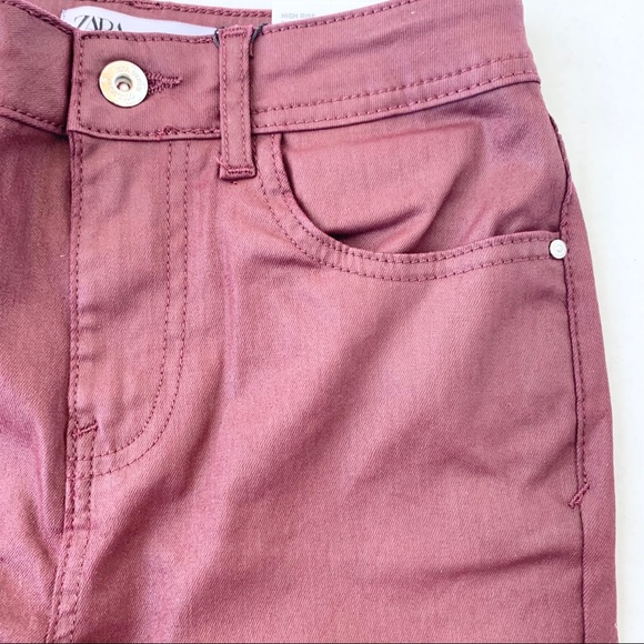 🌸New🌸 Zara Coated Slim Fit Pants Size 34 / 2 NWT - Picture 12 of 15